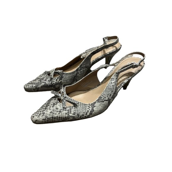 JESSICA Sling Back Shoes Heels Size 8 with 3" Heel Grey Snakeskin-like - Picture 5 of 9
